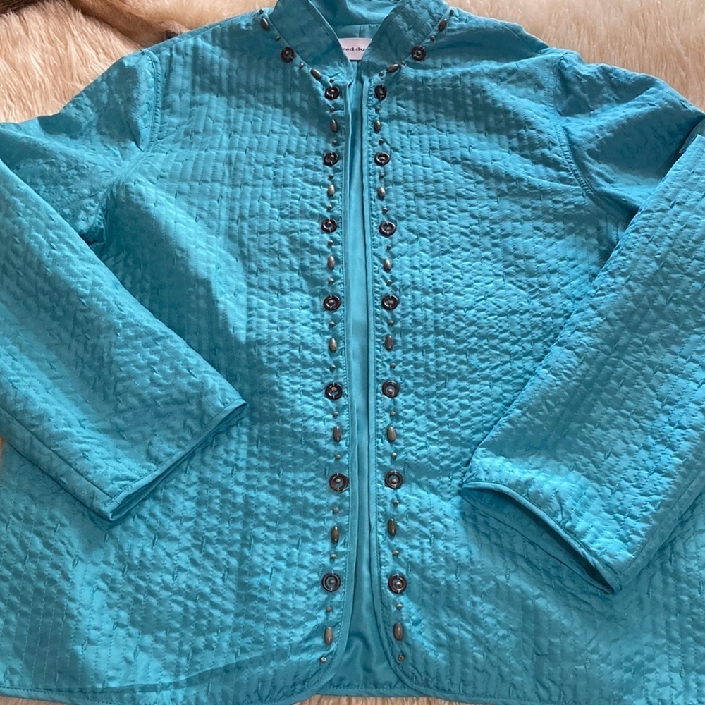 Blue green quilted jacket